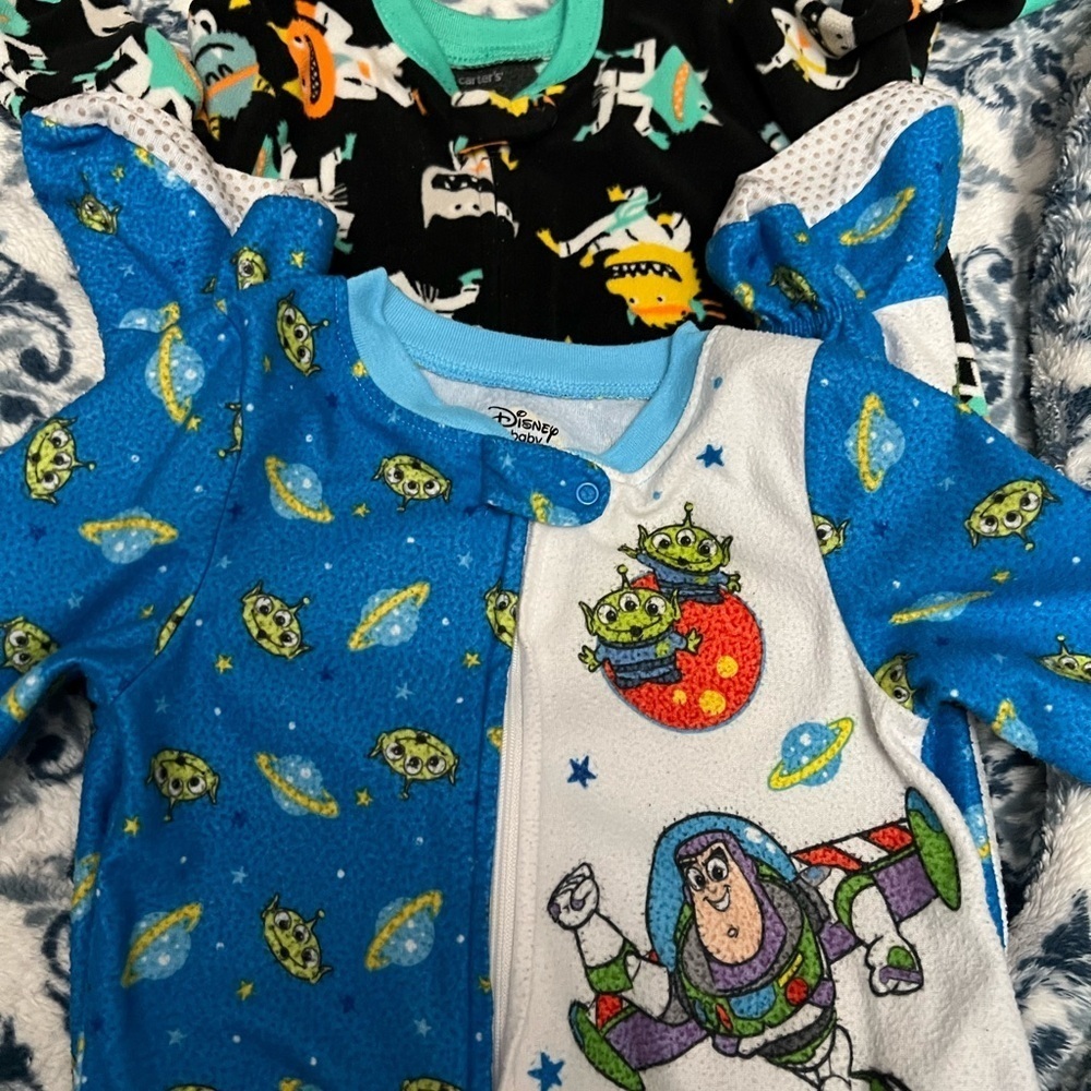Disney Pixar Toy Story Pajama’s 18 month Baby Colorful Monsters 18 Footies pj’s - Picture 1 of 8